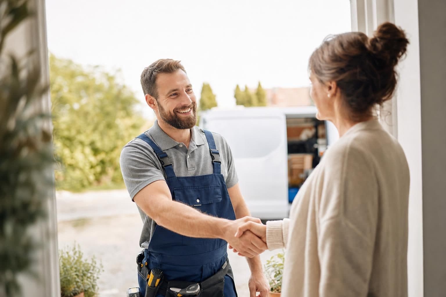 A happy tradespeople customer